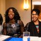 Bryanta Maxwell, Stephanie Morales, and Temi Bennett speak on a panel on diverse, collaborative leadership.